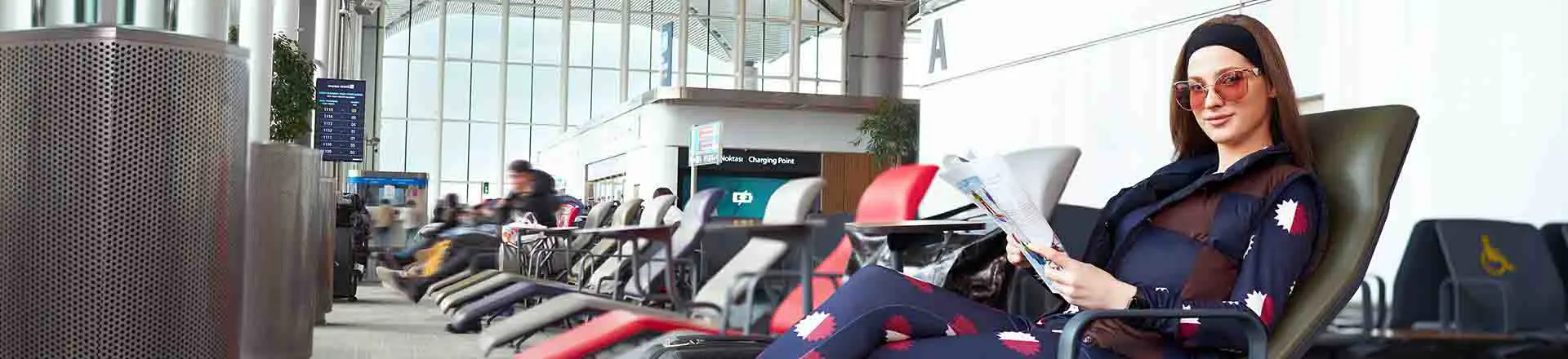 a passenger resting in the comfortable chairs of istanbul airport 